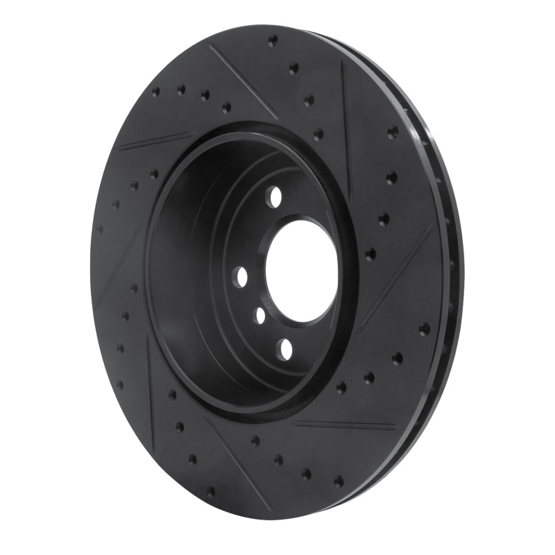 BMW 535I GT Brake Rotor (1) - Rear Left - R1 Concepts - Drilled & Slotted - Black - `10-`19